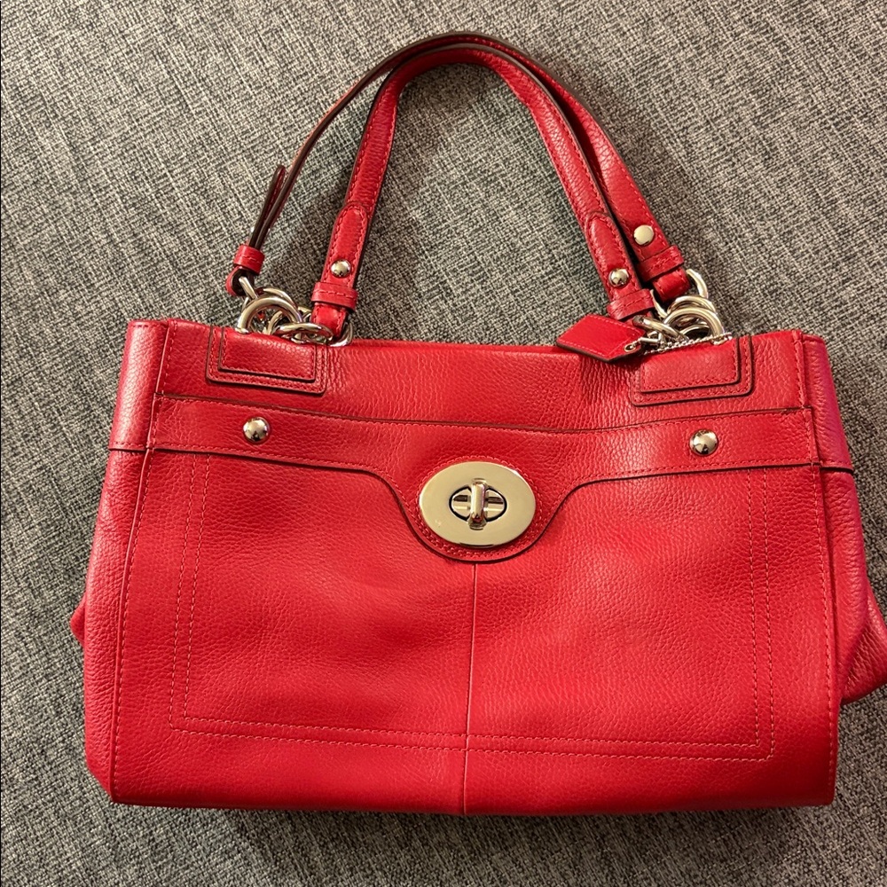 Coach Penelope Red Pebble Leather Bag